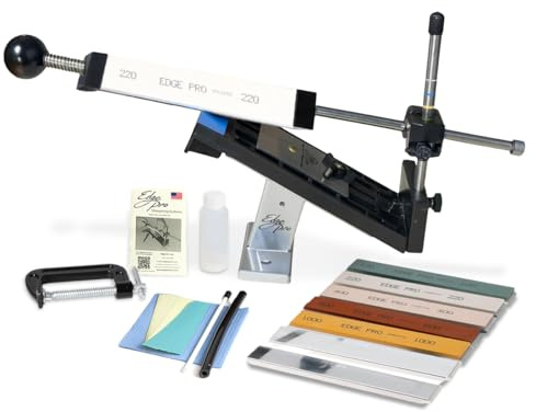 EDGE Pro 4 Plus Professional Knife Sharpening System Kit - Adjustable Angles, Water Stones, Polishing Belts and Ceramic - Professional Guided Sharpener with Mounting Options - Made