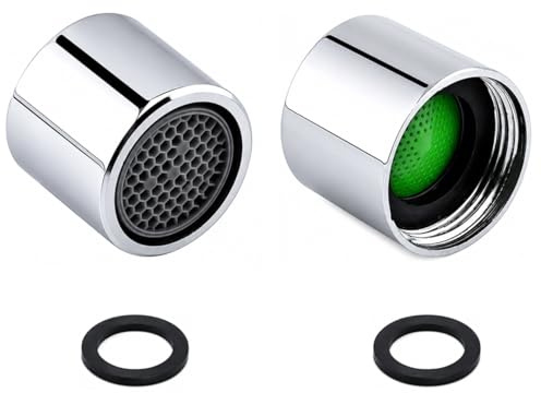 QZKJQDD 2er Set Sieb Wasserhahn M18, Wasserhahn Siebeinsatz 18 mm Innengewinde, verchromter Aufsatz mit Dichtungsring, Filter für Küche, Bad und Waschbecken, gleichmäßiger Wasserfluss