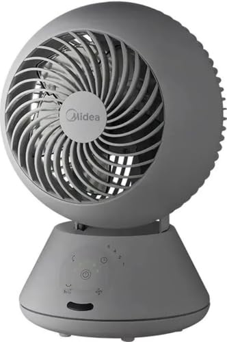 Midea MFT302R0BPK - Ventilatore da Tavolo a Pale 3 Velocità Oscillante con Timer Grigio