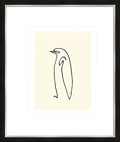 artissimo, hochwertiger Kunstdruck gerahmt, 53x63cm, AG4113, Pablo Picasso: Der Pinguin/Le Pingouin, Poster mit Rahmen, gerahmtes Bild, Wandbild schwarz-weiß, Wanddekoration, Strichzeichnung Line-Art
