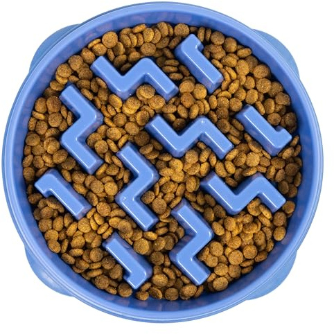 Outward Hound Fun Feeder Slo Bowl - Hundmatskål - långsam utfodring - blå - stor/mellan