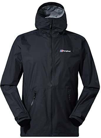 Berghaus Deluge Pro Waterproof Shell Jacket | Adjustable | Durable Coat | Rain Protection Jacket, Black/Black, XS