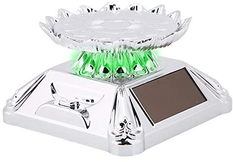 Shanrya Drehteller Elektrisch, Solar Drehteller Turntable Drehtisch 360 Plattenspieler Ständer Solarbetriebene Vitrine 300-500 g Tragfähigkeit für Uhrentelefon, Schmuckringanzeige