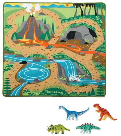 Melissa & Doug Prehistoric Playground Dinosaur Activity Rug (39 x 36 inches) - 4 Toy Animals