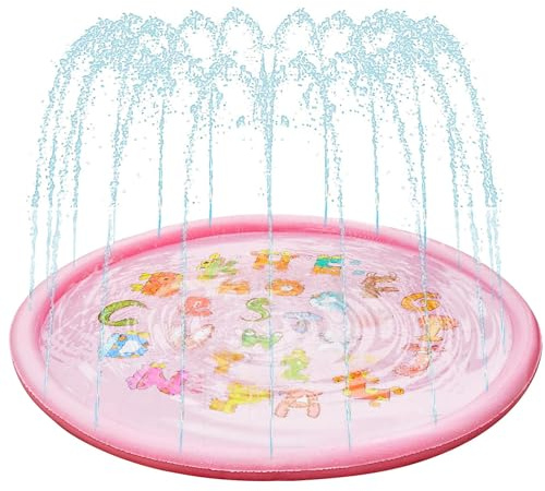 Anpro 172cm/68 Splash Pad, Sprinkler Wasser Spielmatte, Sommer Garten Wasserspielzeug für Baby, Kinder, Hund und Haustiere, Sommer Spielzeug für Kinder ab 2 3 Jahren und Haustiere