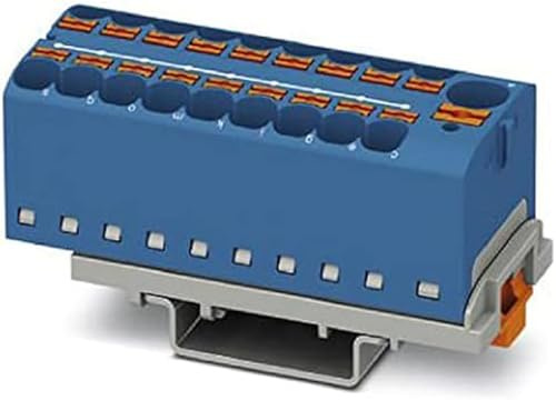 PHOENIX CONTACT PTFIX 10/18X4-NS35 BU Verteilerblock, Anzahl der Anschlüsse 19, Querschnitt 0,5 mm² - 10 mm², AWG 20 - 6, Breite 28,6 mm, Blau, 8 Stück