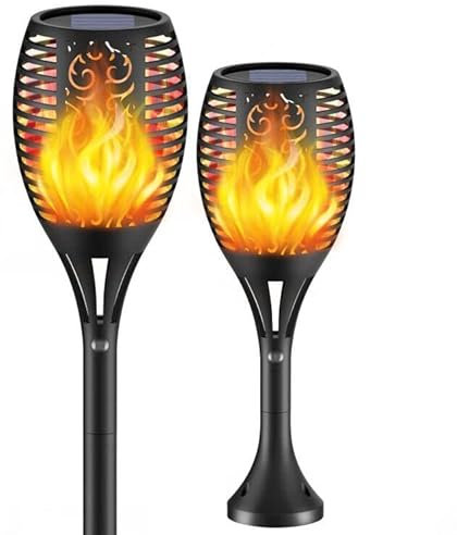 gabless Luci Solari Esterno Fiamma, Lampade Solari da Giardino Torcia 2 Pezzi, Lampada Solare da Esterno 96LED, Luci Solari Esterno Giardino, Luci Decorative IP65 per Esterno, Giardino, Patio, Prato