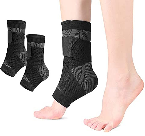 KOEMCY 1 Paar Knöchelbandage, Einstellbar Sprunggelenkbandage, Fußbandage, Bandage Sprunggelenk, Fußgelenkbandage mit Klettverschluss für Damen & Herren Knöchelschmerzen (Schwarz)