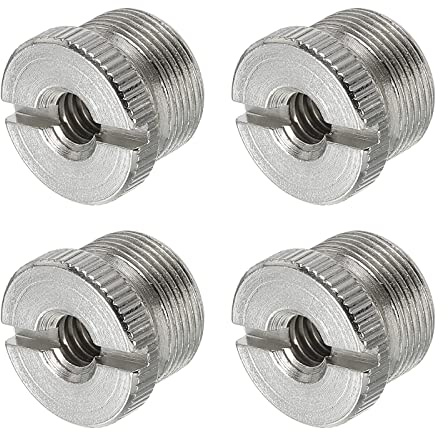PATIKIL 4Pack Mikrofonstativ Adapter 1/4 Buchse an 5/8 Stecker Eisen Mik Schraube Adapter für Mikrofon Stativständer Silber