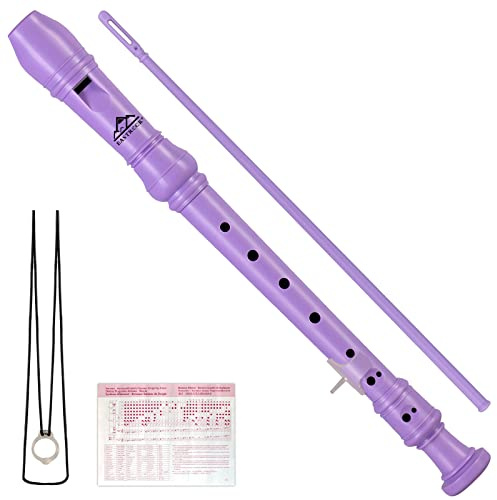 Eastrock Flauto a becco Strumento in stile tedesco Soprano Flauto a becco 3 pezzi per principianti con asta di pulizia, tabella delle dita, sacchetto di imballaggio, poggiapolsi, viola