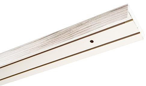 Garesa Gardinenschiene 2-läufig, Weiß I Vorhangschiene aus Kunststoff inkl. Gleiter I Vorgebohrt zur Deckenmontage I Mit Blende Farbe Esche Weiß I 520cm