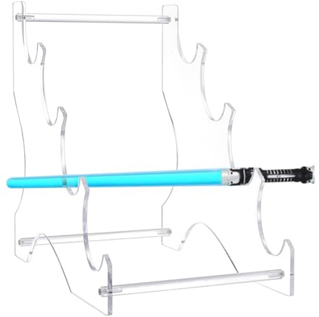 nbeads 4-Tier-Schwertständer, 30.1x19.7x30.1cm Acryl Schwert Halter Ständer Halterung Samurai Schwert Display Easels Desktop Lichtschwertständer für Schwerter Lichtschwert, Klar