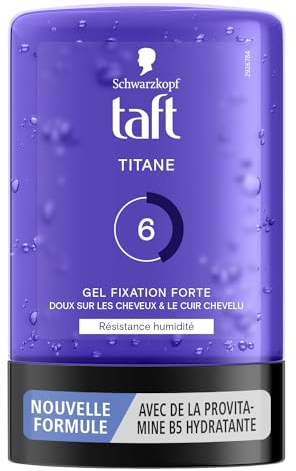 Schwarzkopf Taft - Gel per capelli in gel di titanio, resistenza all'umidità, fissaggio forte, delicato sui capelli, tenuta a lunga durata, senza effetto appiccicoso, formula Provitamina B5-300 ml