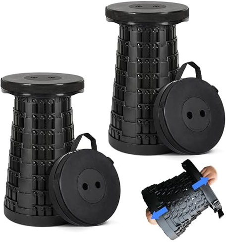 Prestige Outback Upgraded Collapsible Stool 2-Pack, 620lbs Max Weight, Lightweight Yet Sturdy, Portable Retractable Foldable Telescoping Camping Stool for Adults Outdoor Fishing Hiking Travel BBQ
