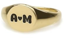 ANEMONE JEWELRY Siegelring aus Gold zum Jahrestag - 14 Karat Goldring mit Initialen - Romantischer Geschenkring - Paarring