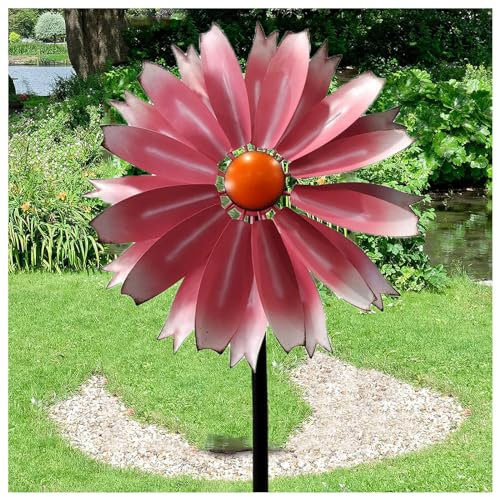 Magische WindmüHle 149cm Groß WindräDer Aus Metall XXL Magische WindmüHle FüR Terrasse Und Garten,Pink