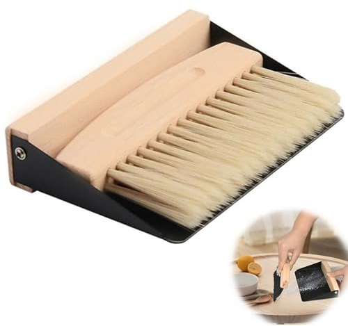 JIAAXYC Tischbesen Besen und Kehrschaufel mini Set, Mini Besen Tischfeger, Kehrblech und Handfeger, Mini Kehrblech und Handfeger Besen für Zuhause Büro Schul, Holz und Kunststoff, Schwarz