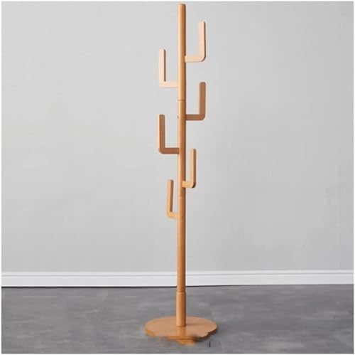 WaiDXn Appendiabiti Appendiabiti a Forma di Cactus, Appendiabiti da Terra for Camera da Letto for Appendere Vestiti, Cappelli e Borse, ripiano portaoggetti(Natural Wood)