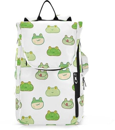 Tennis-Rucksack für Erwachsene, leicht, Pickleball-Paddeltasche, Turnbeutel für Damen, Herren, Jugendliche, nahtloses Muster, Cartoon-Froschgesicht-Design
