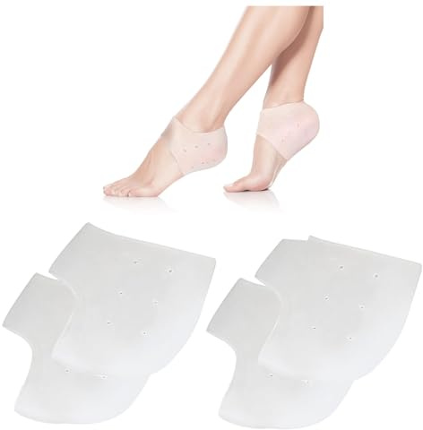Funngy 4 stycken hälskydd silikon hälkuddar för skor mjuka gel – silikondynor för hälsmärta plantar fasciit lämplig för hälsmärtor torr sprucken hälsenan, gelkudde
