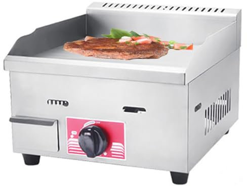 YMXEURSC Commercial Desktop Gas Griddle, Commercial Countertop Stainless Steel Griddle Cooking BBQ Flat Hot Plate