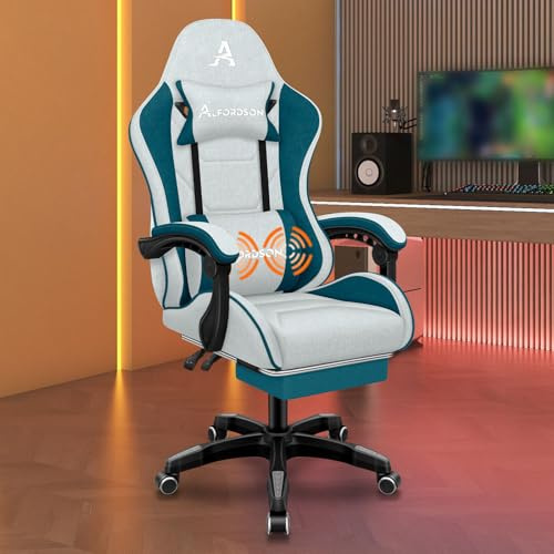 ALFORDSON Gaming-Stuhl Massage Bürostuhl, ergonomischer Rennstuhl, Verstellbarer Schreibtischstuhl, 360° Drehstuhl, höhenverstellbarer Computerstuhl, Neigungswinkel 90°-150°, Dunkelblaugrün | Gaming Stühle Verstellbarer Schreibtischstuhl, Drehstuhl, höhenverstellbarer stuhl, Neigungswinkel 90°-150°,Dunkelblaugrün