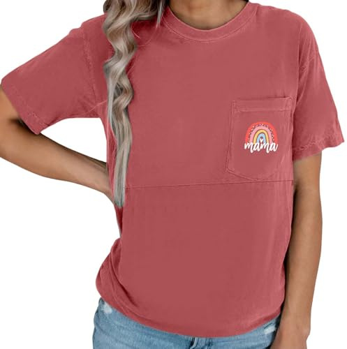 Débardeur Allaitement Femme,Manches Courtes et Col Rond Haut Maternité Femme Allaitement Dissimulées Zip Côté Top Vêtements de Grossesse Débardeur de Maternité Vetement allaitement (Watermelon Red, M)