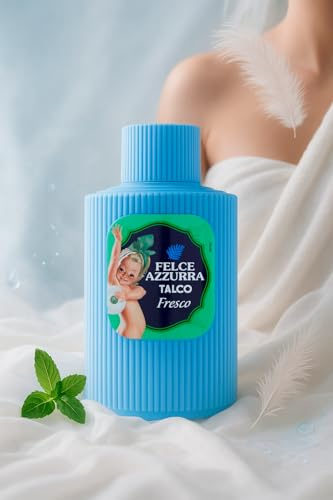 Felce Azzurra Talc Fresco – talc parfumé 200 g – poudre corporelle rafraîchissante pour peau douce – talc bébé adulte – soin après-douche – Made in Italy