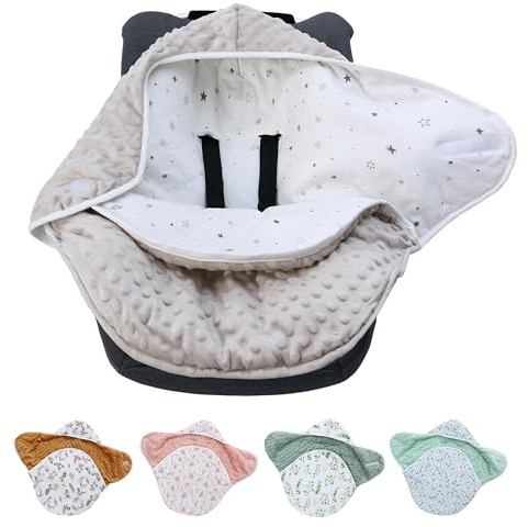 amo nenes Einschlagdecke Babyschale Universal Fußsack für Buggy Winter Decke Herbst Babydecke Baumwolle Kinderwagen 3-Punkt- Gurt für Baby 0-12 Monate