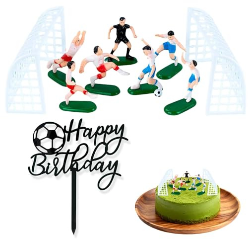 10 Pcs football cake decorations, Football Cake Toppers Personalised Birthday Decorations for Men, Boys Footballs Theme Cakes Decoration, Suitable for Children Sports Themed Cakes Cupcakes Decoration