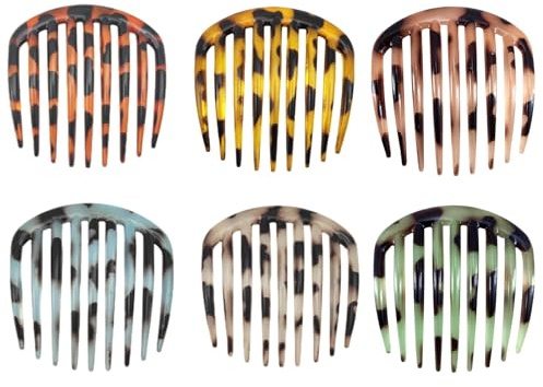 SSKHE 6 stycken franska sidokammar hårkam för att sätta in retro celluloid hårkam 9 tänder halkfria kamklämmor plast hår sidokammar set tänder sidbena kam