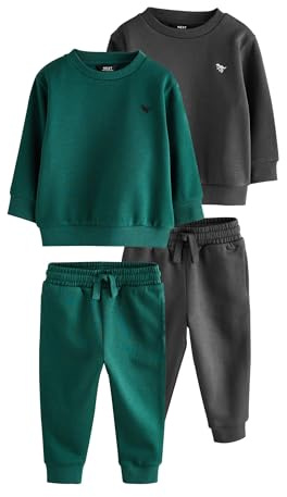 NEXT Niños Pack de 2 conjuntos de sudadera y pantalones de chándal Charcoal Grey/Green 4 Años-5 Años
