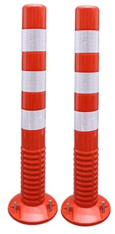 Lot de 2 cônes de signalisation pour allée, poteaux de signalisation Flexibles et sensibles à la Circulation, avec Bandes réfléchissantes et vis (Rouge et Blanc).