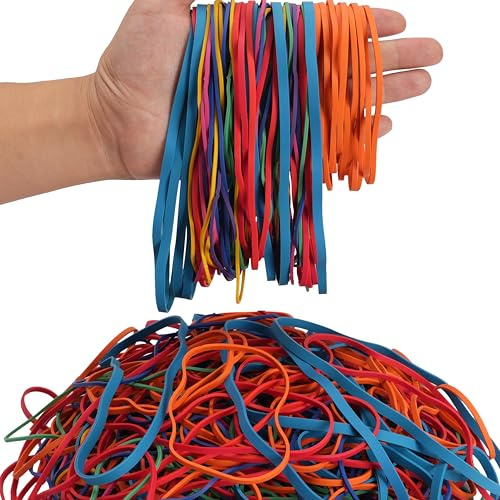 Rubber Bands Assorted Sizes Multicolor 190g,#117A,#117B,#8in,(4-4/5x1/8) | Large 4Sizes Heavy Duty Elastic Bands,For Office Supplies