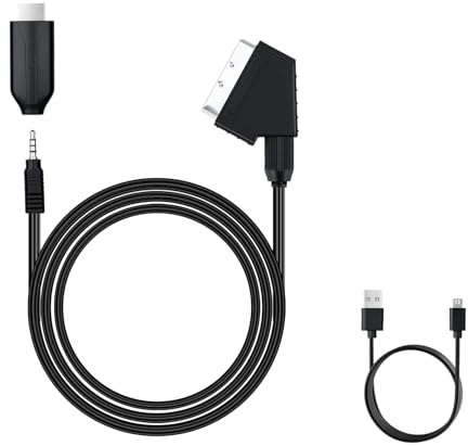 Mcbazel Convertidor SCART a HDMI, Adaptador de Vídeo y Audio con Interruptor 720p/1080p para Reproductor DVD, VHS, Receptor y Consola a TV o Monitor - Incluye Cable de Alimentación USB