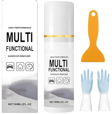 High Performance Multi Functional Adhesive Remover Spray, Easy-Use Glue & Tape Residue Cleaner, Sticker Remover Spray, Glue Remover with Scraper and Gloves, Portable Design, Effective Cleaning