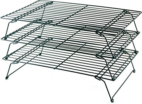 Buckingham 3 Tier Cooling Rack Stackable Non-Stick Durable Metal Wire Black Tray ideal for Cakes Cookies Pastries & Biscuits 40 Cm