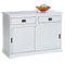 IDIMEX Buffet Salle à Manger Savona L 110 cm en Bois Massif Blanc 2 tiroirs 2 Portes coulissantes Meuble Rangement avec poignées en métal bahut vaisselier Commode 110 x 84 x 46 cm