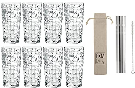 Nachtmann Longdrink Bossa Nova 8-er Set 0092075 x 2 + Gratis 4er Set EKM Living Edelstahl Trinkhalme