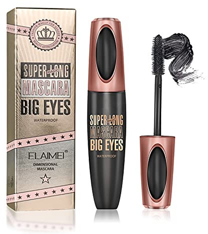 4D Silk Fiber Eyelash Mascara, Extra Long Thick & Voluminous Lash Mascara, Black Long-Lasting Waterproof 4D Mascara for Makeup
