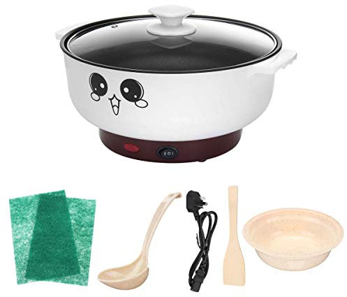 Multifonction électrique poêlon antiadhésif Riz en Acier Inoxydable Hot Pot Nouilles Cuisinière Oeuf cuit à la Vapeur marmite à Soupe Mini Chauffage Pan Fried Cuisson,Pot