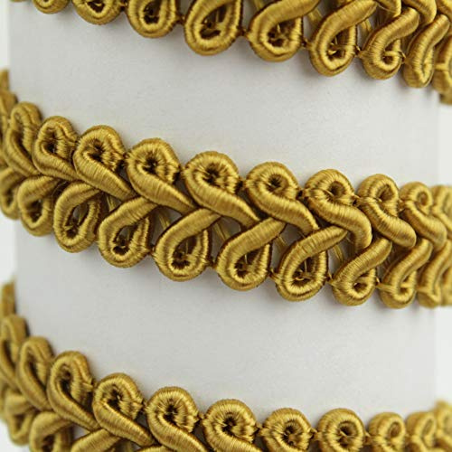 PASAMANERÍA GALÓN TORMES RAYÓN BORDADO ESPIGA 12mm (ORO OSCURO, 10 METROS)