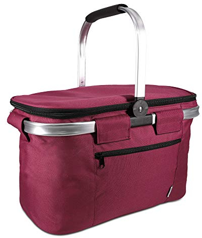 Navaris Thermo Einkaufskorb Kühltasche faltbar - 27L Kühlkorb Picknickkorb Isolier Korb - 43x26cm Einkaufstasche Coolerbag auslaufsicher in Rot