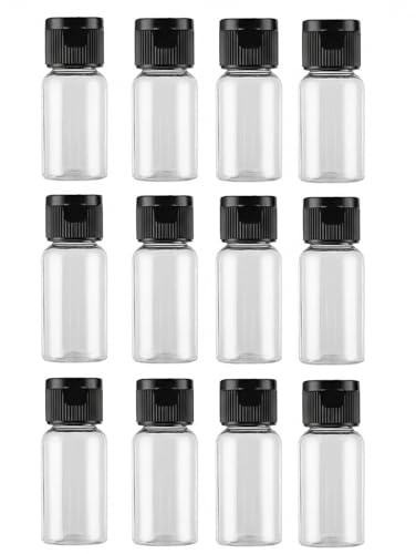 12PCS 10ML/0.34Oz Empty Reusable Empty Plastic Clear Pour Bottle with Flip Cap Lid Cosmetic Makeup Travel Sample Packing Containers Jars Vial Storage Container for Emollient Water Shower Gel Emulsion