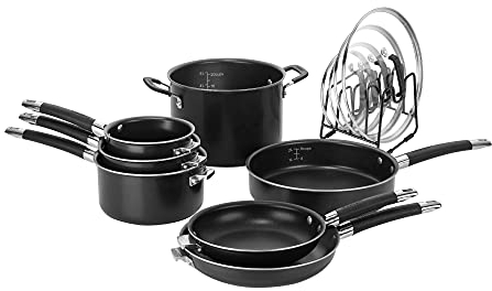 Cuisinart N51-12BK SmartNest Batterie de cuisine emboîtable antiadhésive en aluminium, noir