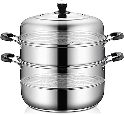 Steamer, 304 Ménage à vapeur à 3 couches de 3 couches/soupe à soupe 28/30 / 32/34/30/38 / 40cm Cuisinière à induction compatible plus épais (Size : 40cm)
