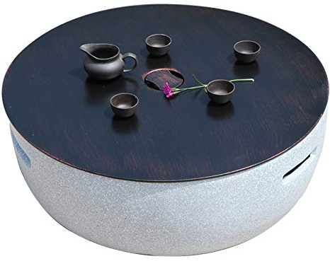 Feuerstellen Gartenterrasse Runder BBQ-Tisch, Holzbrennfeuerschüssel Im Freien Mit Funkenbildschirm Und Poker, Nachahmung Stein Freizeittisch (Size : Kit-2)