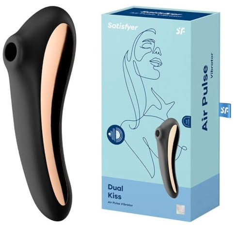 Satisfyer Dual Kiss Vibratore 2:1 + a Onde di Pressione | impermeabile (IPX7) | Sex Toys ricaricabile | Stimolazione intensa per le Donne | Silicone medicale in Viola