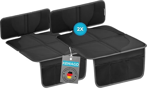 Kewago Kindersitzunterlage Auto 2 Stück schwarz - ISOFIX GEEIGNET - rutschfeste Autositzunterlage für Kindersitze & Sitzerhöhung - Sitzschoner Auto Rückbank - Autositzschoner Kinder