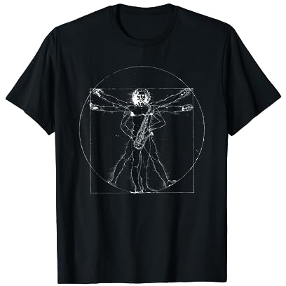 Vitruvian Man Saxophone Lecteur de musique Saxophone Da Vinci T-Shirt
